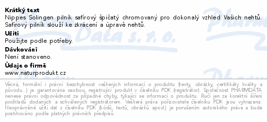 Nippes pilník safírový špičatý chromovaný 16cm